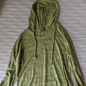 Green Hooded Long-Sleeve Shirt